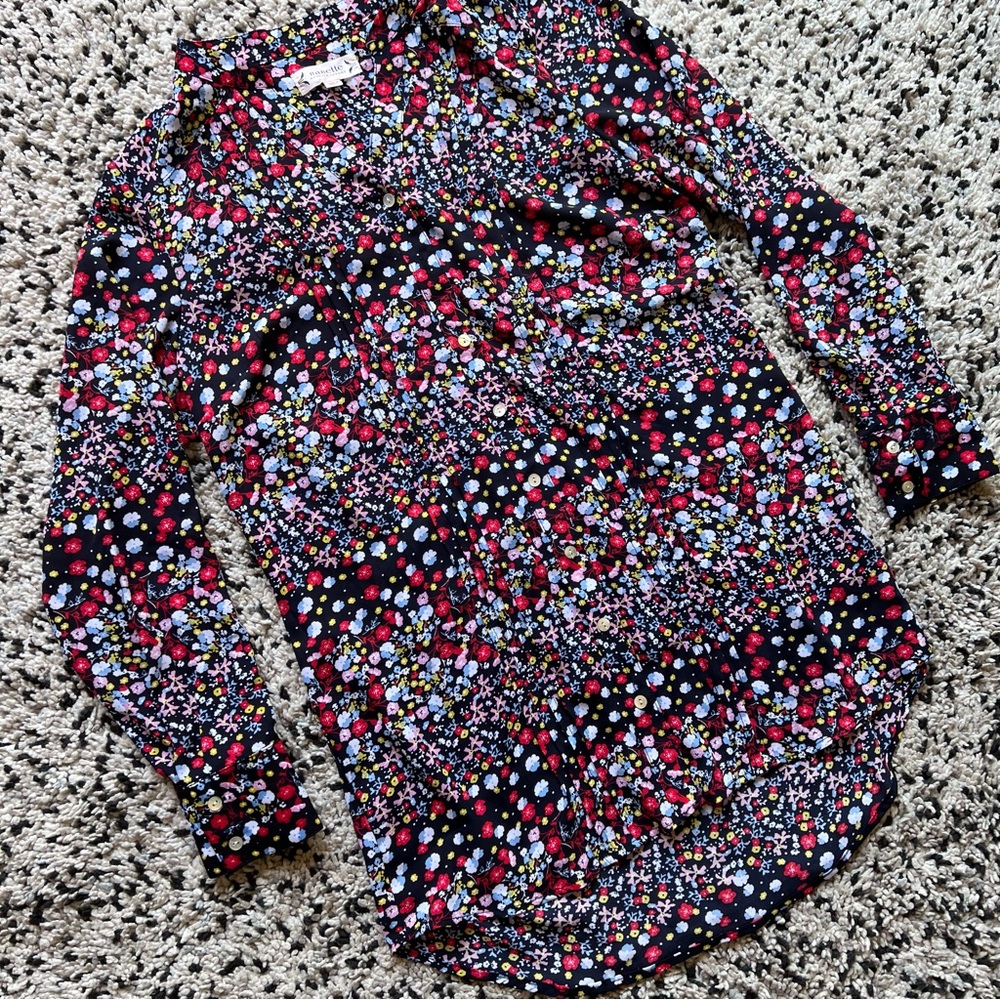 Nanette Lepore Long Floral Shirt Lightweight Button Down Women’s Small - Picture 3 of 13